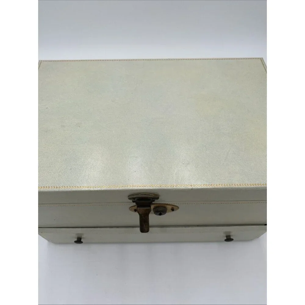Vintage Ivory Jewelry Box Multi Level Tiered Drawer Key Velvet Buxton MCM